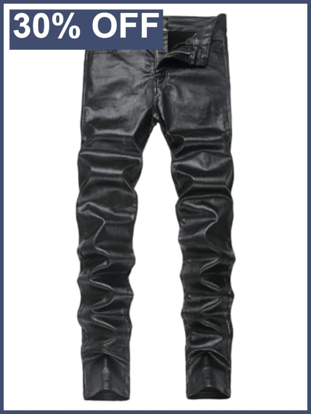Men's Faux Leather Skinny Pants Slim Fit Disco Club Party Costume
